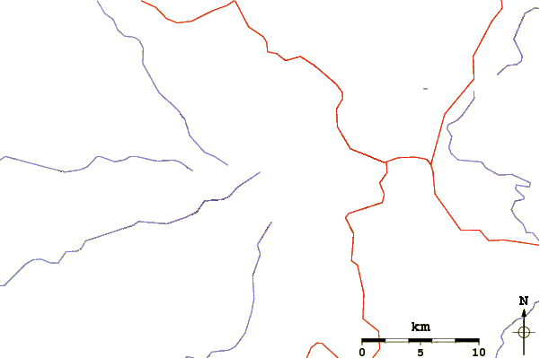 Roads and rivers around Mount Baldy (Arizona)