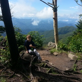 First hike, first earned hiking stick medallion., Waterrock Knob