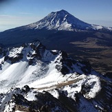 Summit Iztaccihuatl, backgroung the Popocatepetl