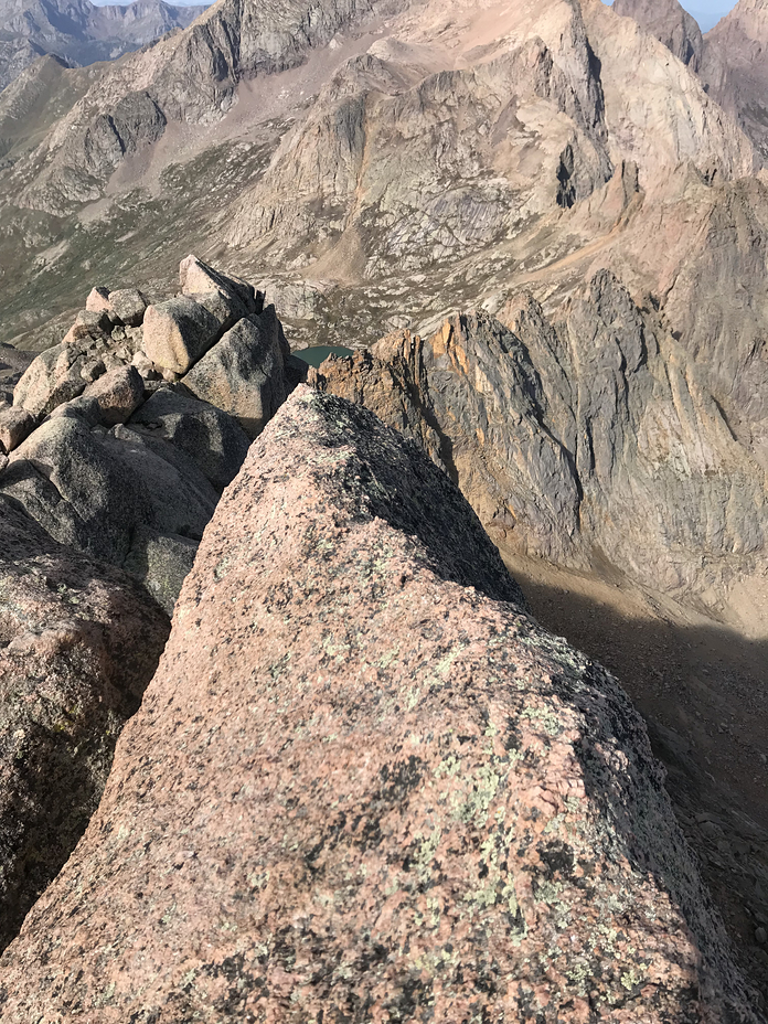 View down from the top of Sunlight Peak