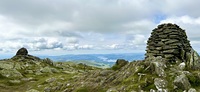 The twin cairns of the summit of Ill Bell photo