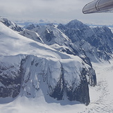 flight over Ruth glacier, Mount Dickey